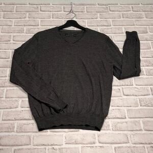 Club Monaco Merino Wool‎ V-Neck Sweater Grey Men's M Lightweight